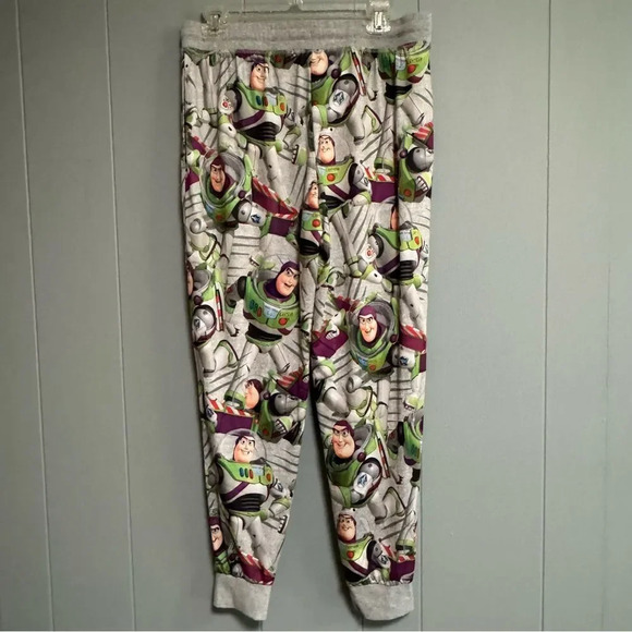DISNEY Toy Story Buzz Lightyear AllOver Print Tie Waist Pajama Lounge Pants Sz M - Picture 2 of 4